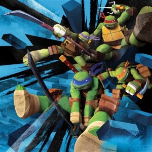 This image released by Nickelodeon shows Ninja Turtles, clockwise from bottom, Leonardo, Donatello, Raphael, and Michelangelo in the animated series,"Teenage Mutant Ninja Turtles," on Nickelodeon. AP