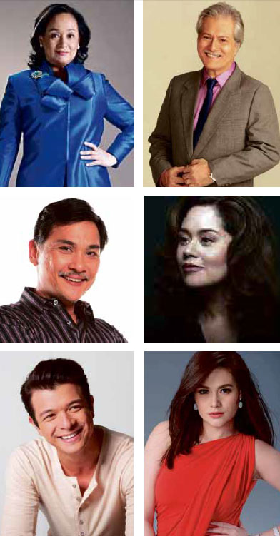 OTHER dream team-ups (from top): Coney Reyes and Ronaldo Valdez, Nonie Buencamino and Monique Wilson, and Bea Alonzo and Jericho Rosales 