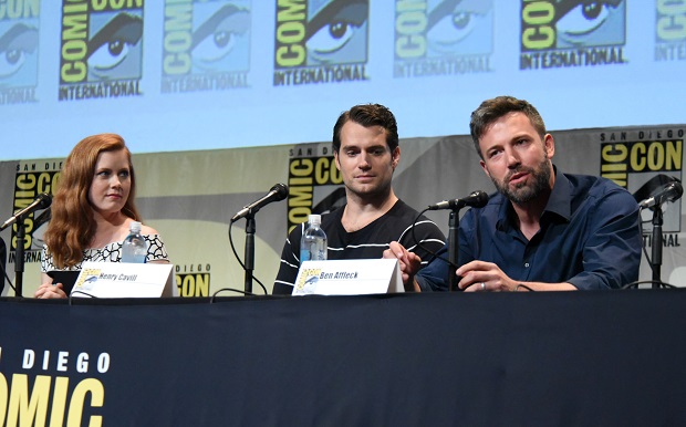 Amy Adams, from left, Henry Cavill, and Ben Affleck attend the "Batman v Superman: Dawn of Justice" panel on Day 3 of Comic-Con International, on Saturday, July 11, 2015, in San Diego. (Photo by Richard Shotwell/Invision/AP)