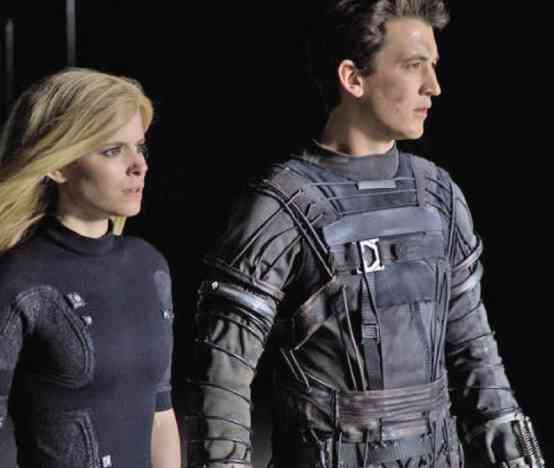 SUE STORM (Kate Mara) and Reed Richards (Miles Teller)