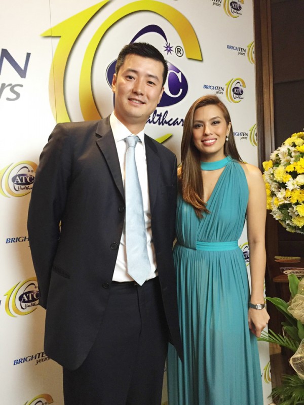 ATC Healthcare CEO Derick Wong and TV-film-theater actress and host Nikki Gil, who is also endorcer of Reducin. CONTRIBUTED PHOTO