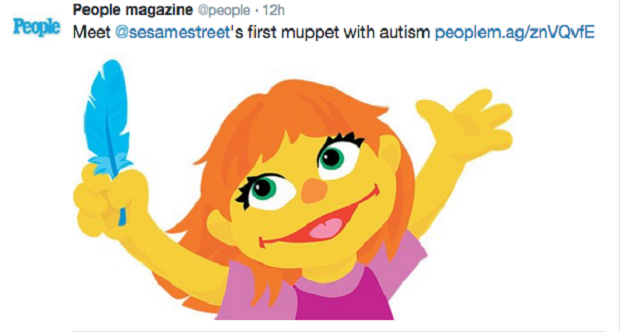 Julia, the new autistic character in Sesame Street. SCREENGRAB from People Magazine's Twitter account