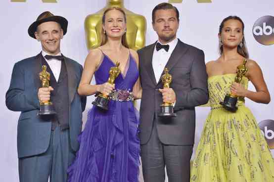 OSCAR winners (from left) Mark Rylance, Brie Larson, Leonardo DiCaprio and Alicia Vikander Photo by Sthanlee B. Mirador
