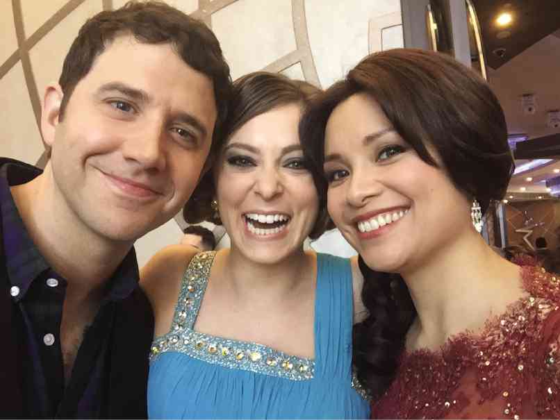 FROM left: Santino Fontana, Rachel Bloom and the author
