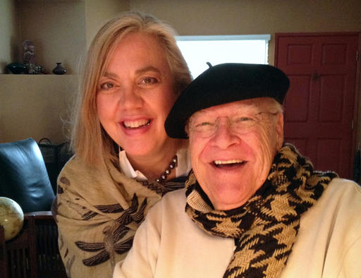 This undated photo provided by Sarah C. Koeppe, shows David Huddleston and his wife Sarah C. Koeppe. Huddleson, a character actor best known for portraying titular roles in "The Big Lebowski" and "Santa Claus: The Movie," died Tuesday, Aug. 2, 2016. He was 85. (Sarah C. Koeppe via AP)