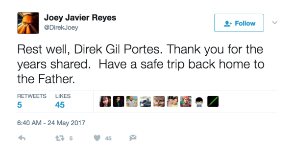 Image: Screen shot of Joey Reyes' Twitter post