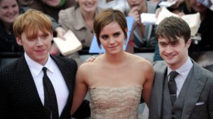 Harry Potter stars (L-R) Rupert Grint, Emma Watson and Daniel Radcliffe in London AFP FILE PHOTO