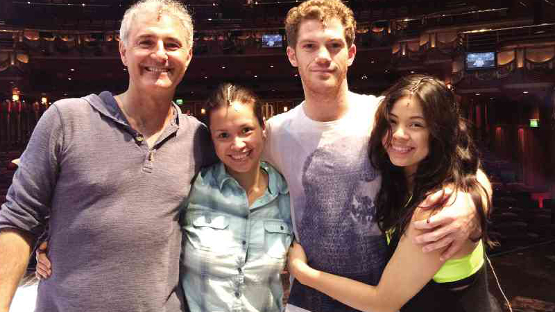 CHRISES and Kims, then and now: (From left) Simon Bowman, the author, Alistair Brammer and Eva Noblezada