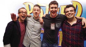 SHOW creators Jeff Turner (left) and Dan Clarkson (second from right), and actors Ben Stratton (second from left) and James Percy (right)  