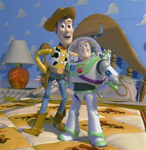 This film publicity image released by Disney Pixar shows characters Woody, left, and Buzz Lightyear, from the animated film "Toy Story." Disney Pixar announced Thursday, Nov. 6, 2014, it plans to produce “Toy Story 4.” Pixar chief John Lasseter will direct the film, which is set for release in June of 2017. (AP Photo/Disney Pixar) 