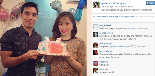Cristine Reyes and boyfriend Ali Khatibi reveal they are having a baby girl. Screen grab from Reyes's Instagram account