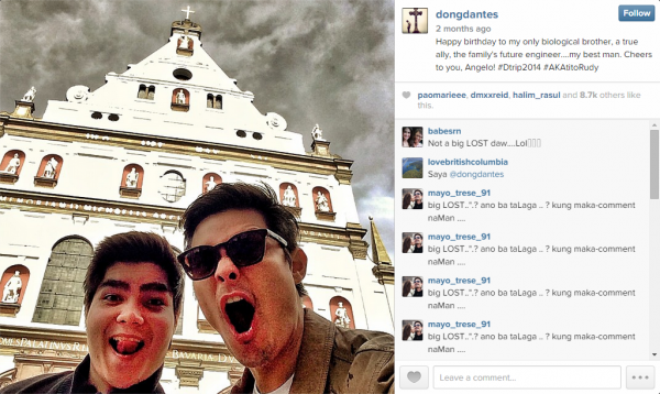 Dantes with his best man, brother Angelo PHOTO FROM DANTES’ INSTAGRAM ACCOUNT
