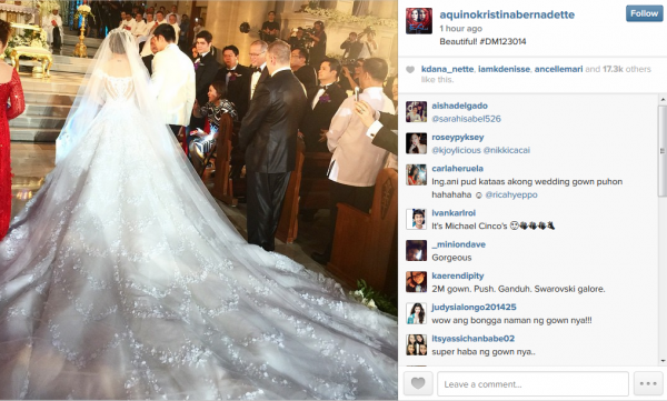 Dingdong Dantes and Marian Rivera got married on Tuesday afternoon. Screen grab from Kris Aquino's Instagram account. 