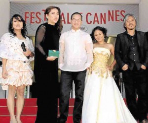 ON THE RED carpet during the film’s Cannes premiere in 2013 (from left): Line producer Maya Quirino, producer Moira Lang, actors Archie Alemania and Angeli Bayani, and director Lav Diaz