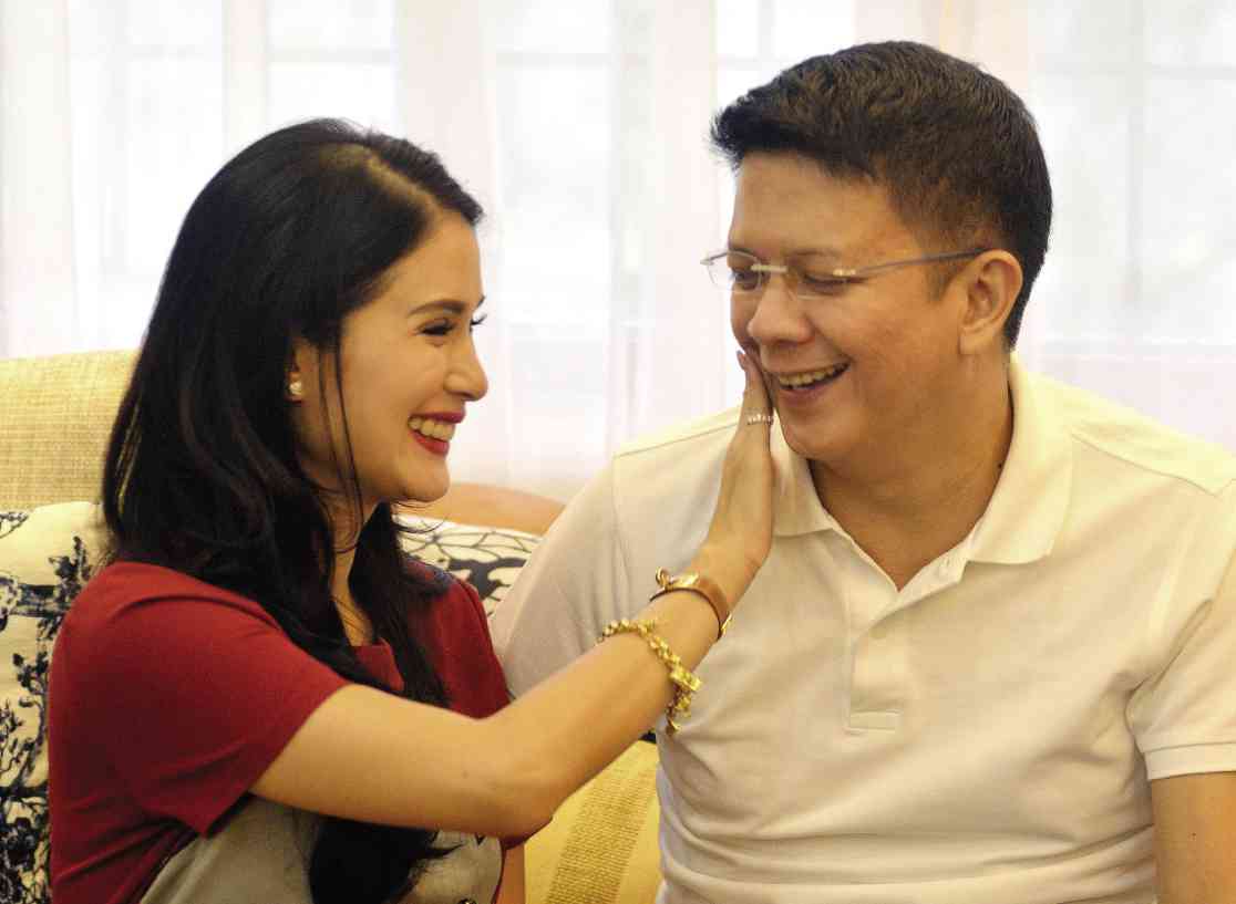 PRENUP Heart Evangelista and Sen. Chiz Escudero pose for a photo in a prenuptial interview with the INQUIRER. The wedding, says the senator, has nothing to do with his ‘‘alleged plan’’ to run for higher office. AUGUST DELA CRUZ