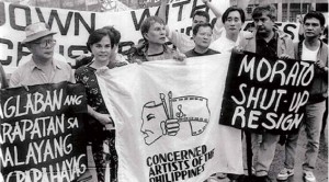 PROTESTING censorship (from left): Bienvenido Lumbera, Armida Siguion-Reyna, Behn Cervantes, Lino Brocka and Ishmael Bernal, among others