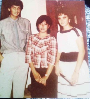 THE AUTHOR (center) and Liezl, with their basketball idol Joey Marquez, back in the 1980s.