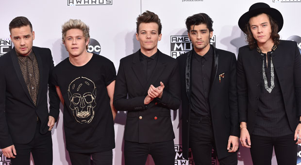 In this Nov. 23, 2014 file photo Liam Payne, from left, Niall Horan, Louis Tomlinson, Zayn Malik and Harry Styles of the musical group One Direction arrive at the 42nd annual American Music Awards at Nokia Theatre L.A. Live in Los Angeles. AP