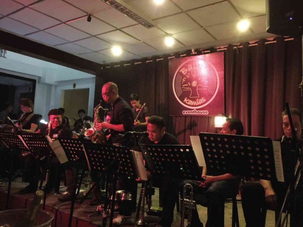 MEL VILLENA (second from left) and the AMP Big Band