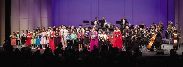 STANDING ovation for “FASO Goes Broadway” singers and musicians at curtain call    PHOTO BY Rick Gavino