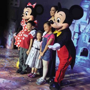 SPECIAL thrill (from left): Minnie Mouse, Antonio, Carmen, the author, Nicole and Mickey Mouse    photo:  LEA SALONGA’S  INSTAGRAM