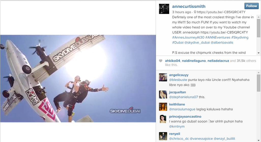 SCREENGRAB from Anne Curtis' Instagram Account