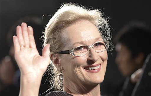 In this Wednesday, March 4, 2015 file photo, Meryl Streep waves to photographers during the Japan premiere of "Into the Woods" in Tokyo. AP