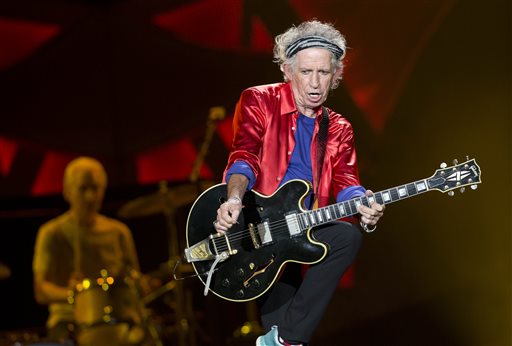 The Rolling Stones' Keith Richards, right, and Charlie Watts perform at Bobby Dodd Stadium on the Georgia Tech campus Tuesday, June 9, 2015, in Atlanta. AP 