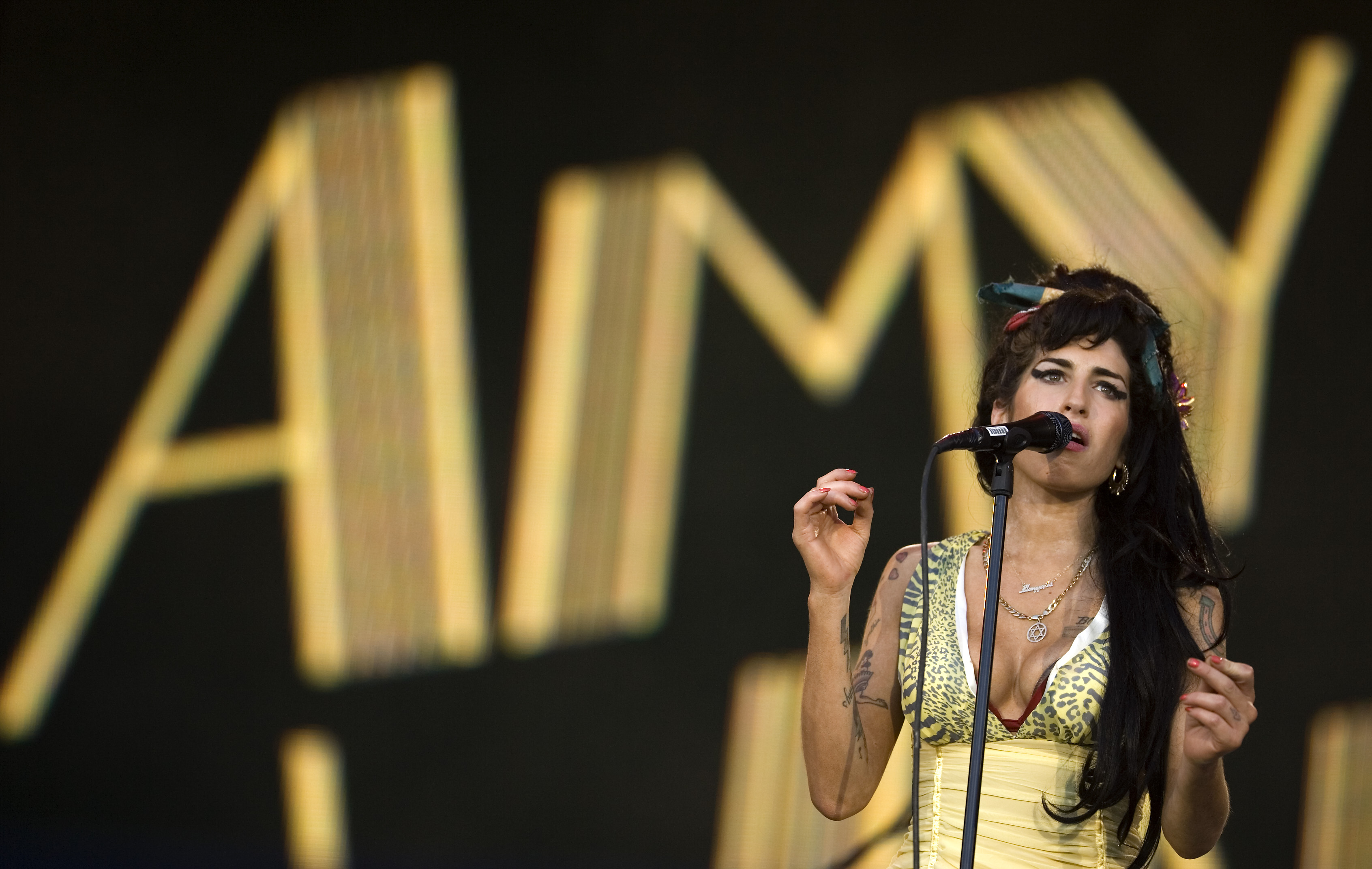 In this file photo dated July 4, 2008, jazz soul singer Amy Winehouse performs during the Rock in Rio music festival in Madrid. AP
