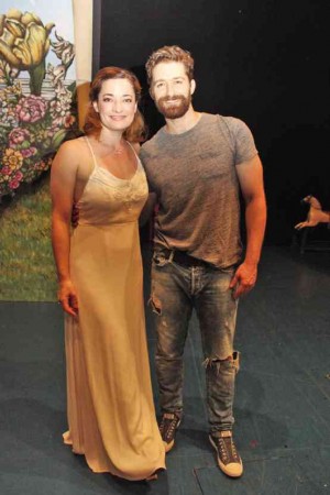 A BEARDED Morrison with “Finding Neverland” cast mate Laura Michelle Kelly.  Photo by Ruben V. Nepales 