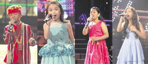 “THE VOICE Kids” Top 4 artists (from left): Reynan and Esang (Team Lea) and Elha and Sassa (Team Bamboo) ABS-CBN Corporate Communications