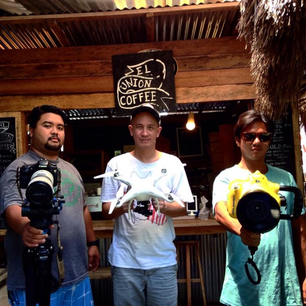 Jay Abello with camera crew JP Sarmiento and Allen Aligam