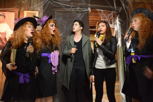 "Kalyeserye" cast members Wally Bayola, Paolo Ballesteros, Alden Richards, Maine Mendoza and Jose Manalo did not let the opportunity for laughter and jokes pass—even during Halloween—as they staged a horror-comedy-themed episode on "Eat Bulaga" on Saturday. PHOTO FROM EAT BULAGA'S FACEBOOK