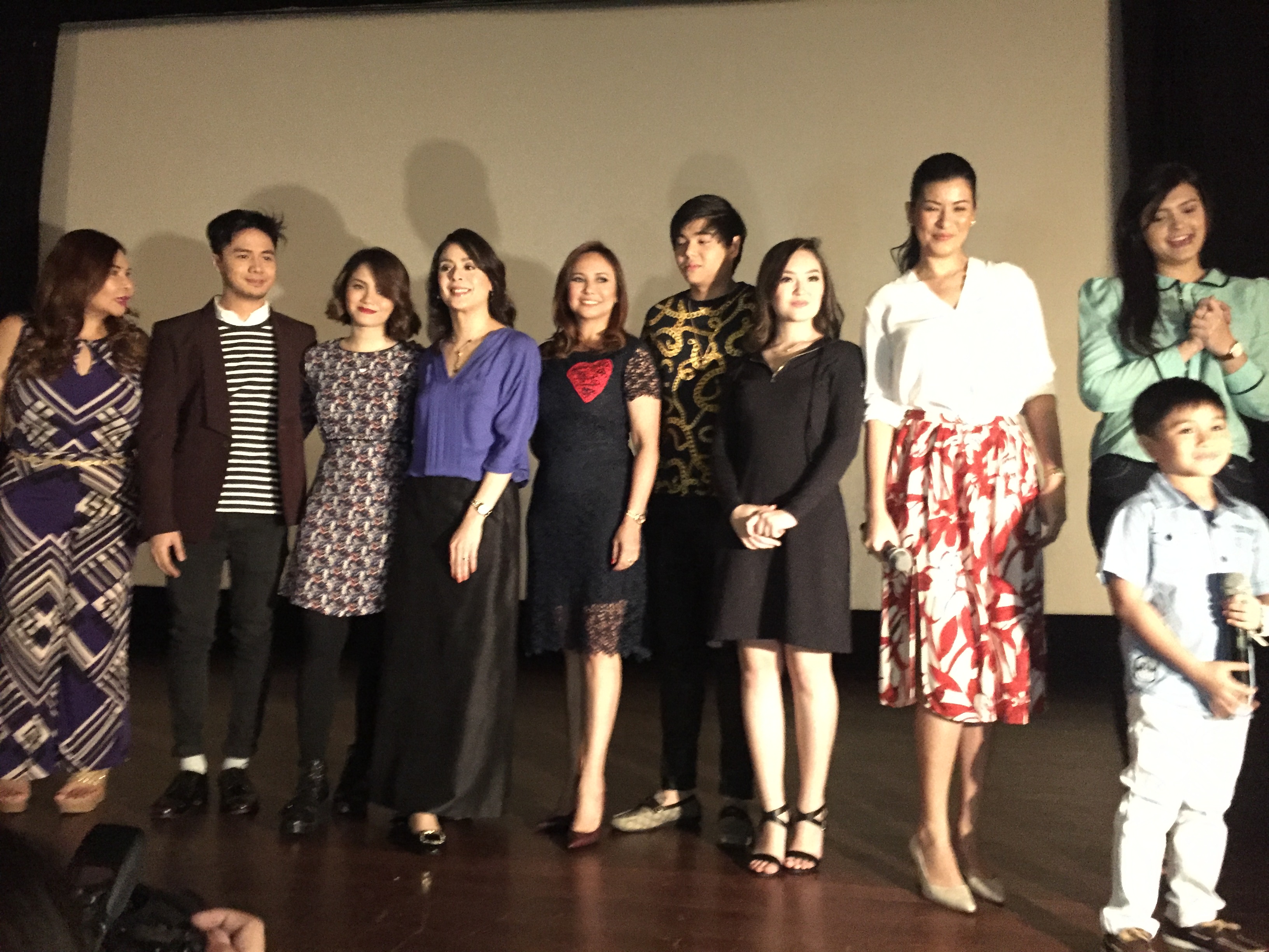 The cast of "You're My Home" pose for a photo during a special screening for the drama held on Monday at ABS-CBN's Dolphy Theater. Some of the cast members are (from left) Mimi Aguilar, Sam Concepcion, Jessy Mendiola, Dawn Zulueta, Jobelle Salvador, Paul Salas, Mika de la Cruz, Assunta de Rossi, Claire Ruiz and Raikko Mateo.