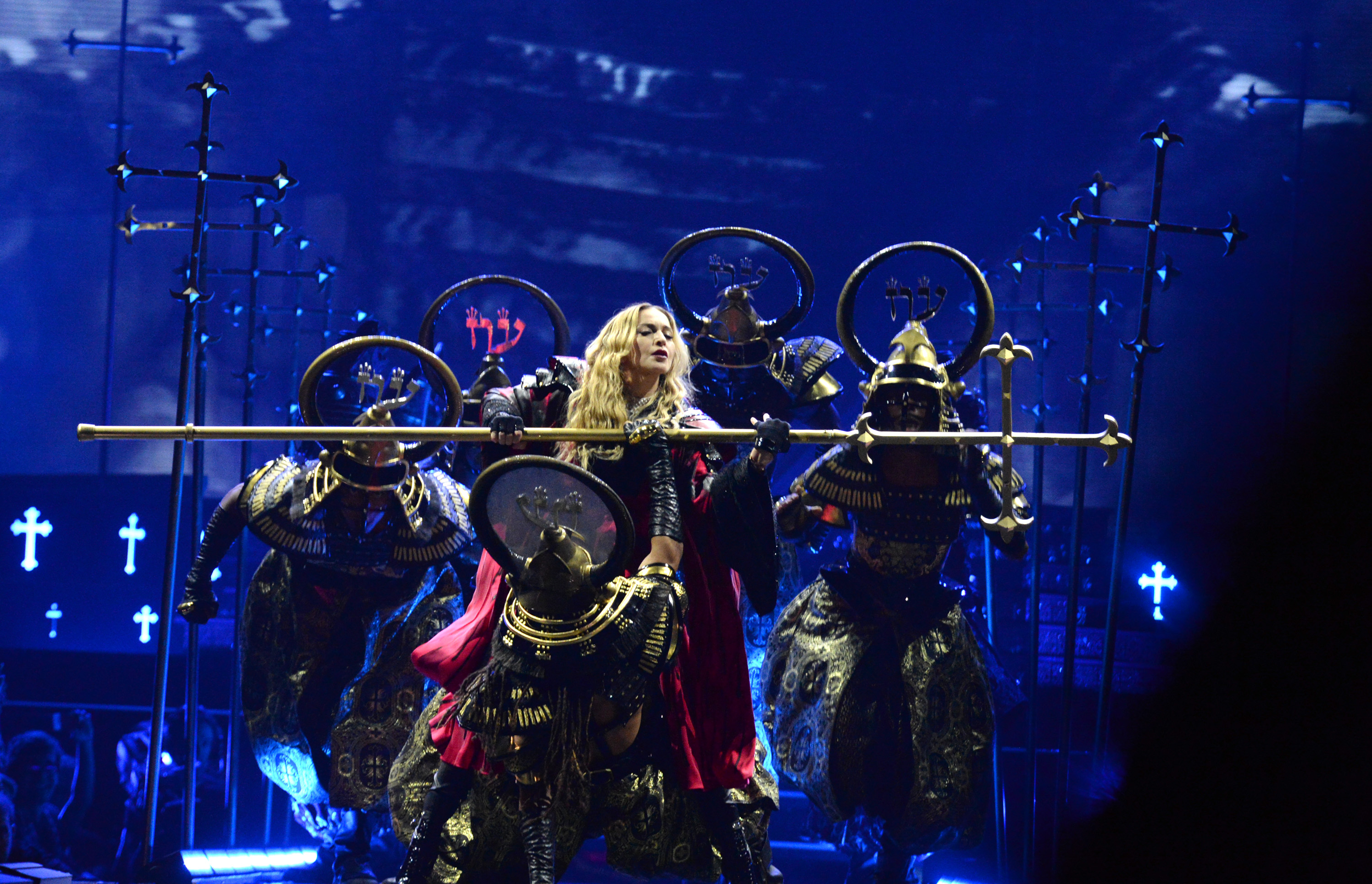 MONTREAL, QC - SEPTEMBER 09:  Madonna performs onstage during her "Rebel Heart" tour opener at Bell Centre on September 9, 2015 in Montreal, Canada.  (Photo by Kevin Mazur/Getty Images for Live Nation)