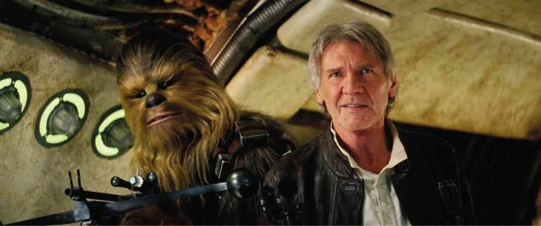 PETER Mayhew (as Chewbacca, left) and Harrison Ford-