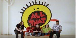 The original cast members of the 90's hit comedy show, 'All That', from left to right: Danny Tamberelli, Kel Mitchell, Josh Server, Lori Beth Denberg and Kenan Thompson. Screen Grab from All That's Facebook page.