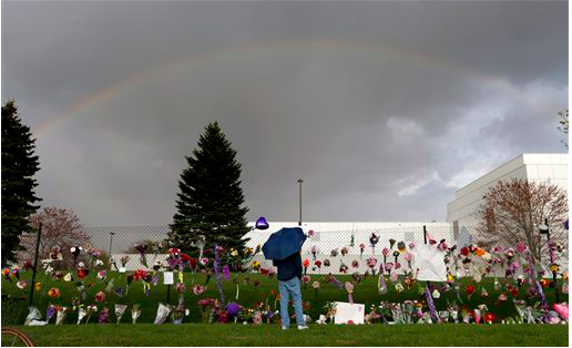A rainbow appears over Paisley Park near a memorial for Prince, Thursday, April 21, 2016, in Chanhassen, Minn. Prince, widely acclaimed as one of the most inventive and influential musicians of his era with hits including "Little Red Corvette," ''Let's Go Crazy" and "When Doves Cry," was found dead at his home at Paisley Park on Thursday, according to his publicist. He was 57. (Carlos Gonzalez/Star Tribune via AP) MANDATORY CREDIT; ST. PAUL PIONEER PRESS OUT; MAGS OUT; TWIN CITIES LOCAL TELEVISION OUT