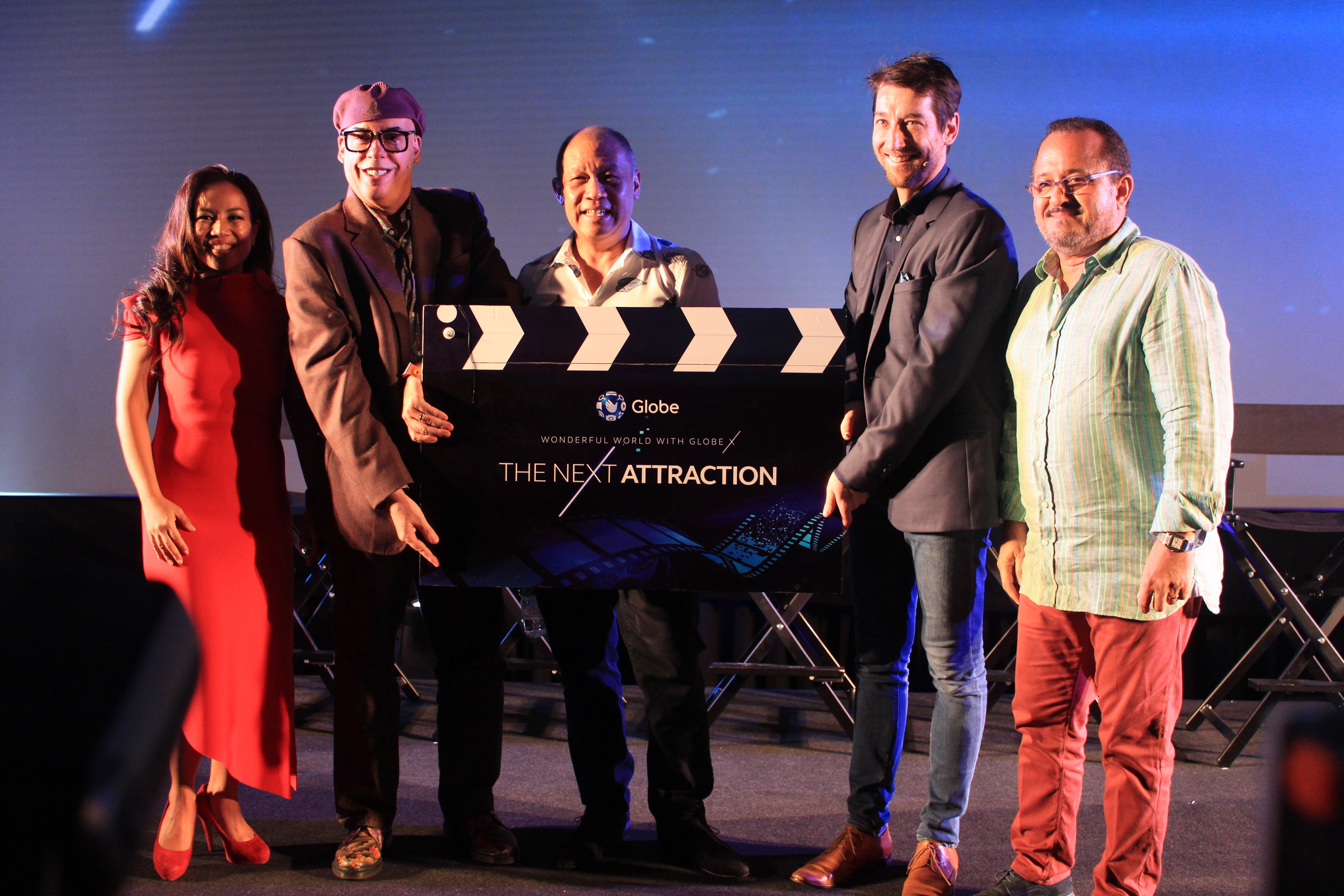 Changing the landscape of Philippine entertainment with recent launch of Globe Studios and Globe Live along with the announcement of new international content partners namely Disney, Astro, Turner, Smule, Sports Illustrated and Netflix. Photo above shows Globe executives officially unveiling its newest suite of entertainment content. Globe President and CEO Ernest Cu (Center) leads the ceremony, joined by (from left to right) Vice President for Content Jil Go, Head for Stores and Retail Transformation Management Joe Caliro, Senior Advisor for Consumer Business Dan Horan and Chief Commercial Officer Alberto De Larrazabal.