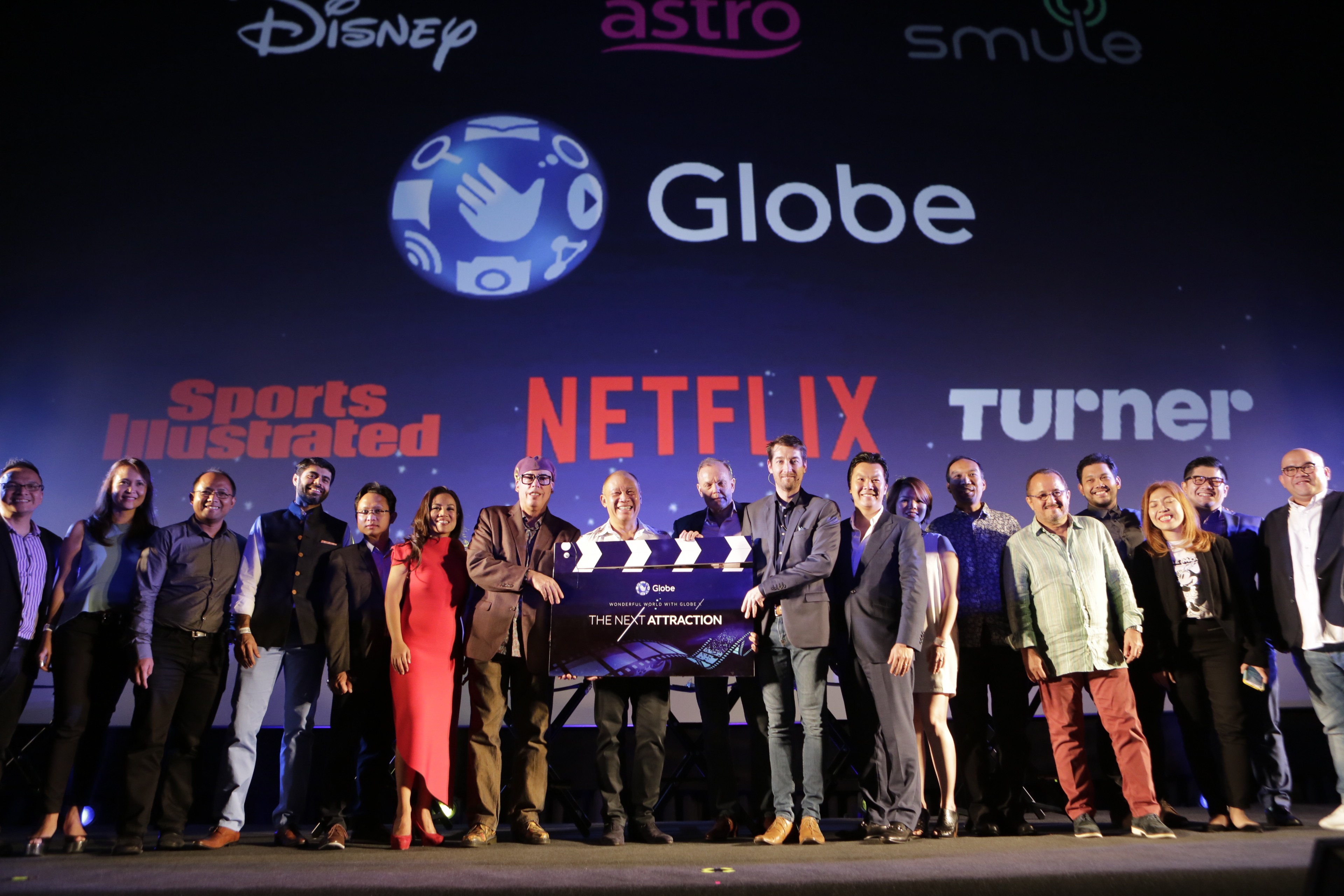 Globe newest roster of content partners will bring out the best of Philippine digital lifestyle. Photo above shows Globe Executives with new content partners from Disney, Astro, Turner, Smule, Sports Illustrated and Netflix.