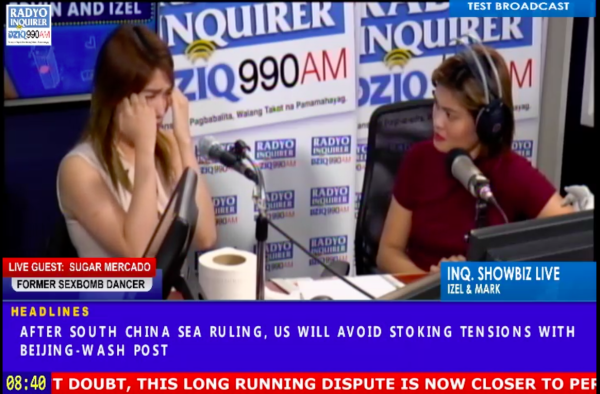 Former Sex Bomb dancer and ex-Eat Bulaga host cries as she recounts her experience as a "battered wife" during an interview in ShowbizLIVE on July 13, 2016.