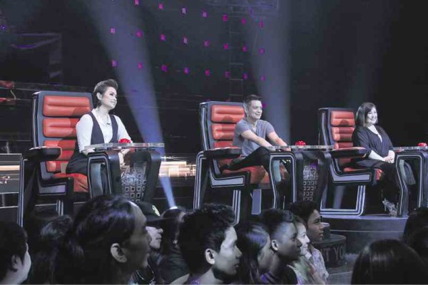  “THE VOICE Kids” coaches (from left): The author, Bamboo and Sharon Cuneta