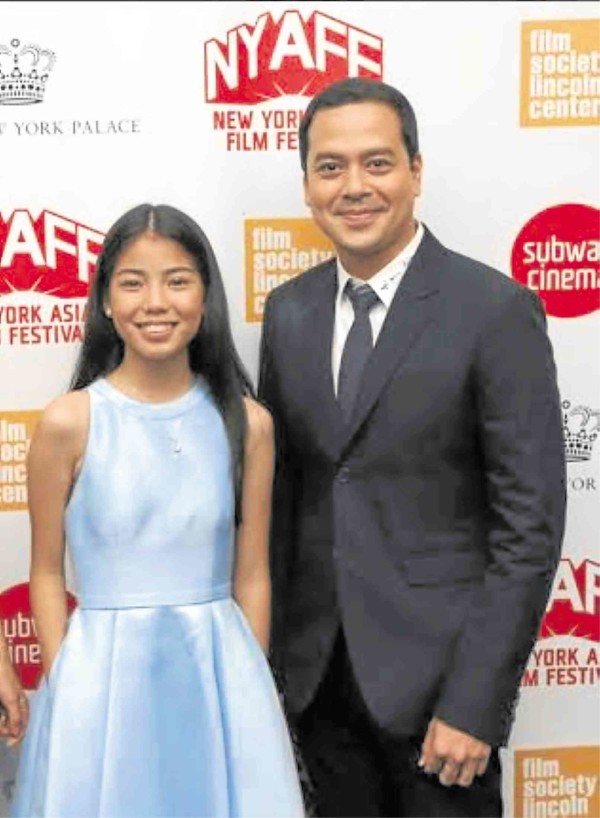 SOUVENIR snapshot with fellow NYAFF honoree John Lloyd Cruz is a dream come true for the 15-year-old actress.    Facebook-
