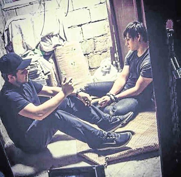 PAUL Soriano (left) directs Enrique Gil on the set of “Dukot”