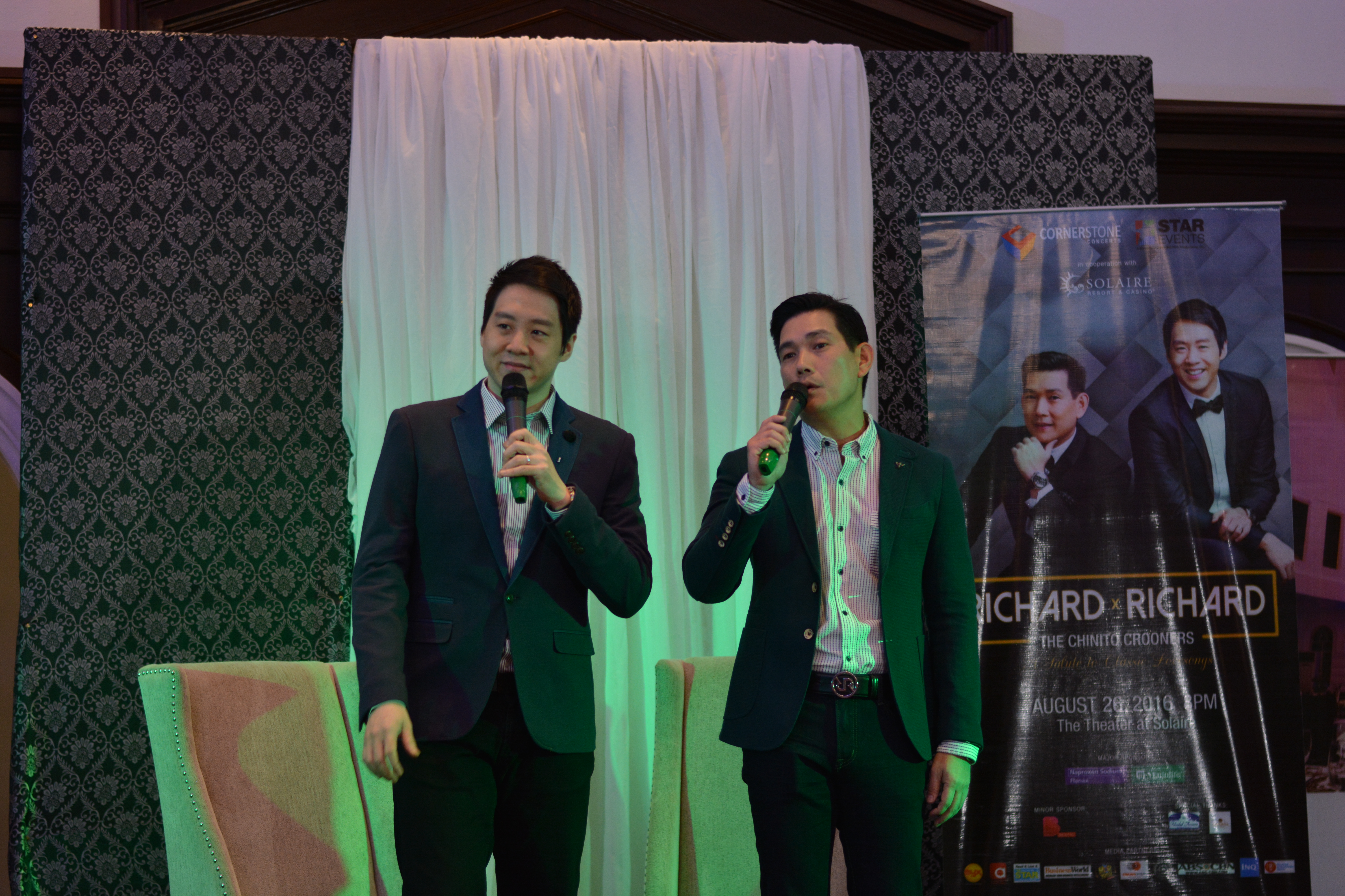 The chinito crooners perform Frankie Valli's Can't Take My Eyes Off You at the presscon last Tuesday in Felicidad Mansions.