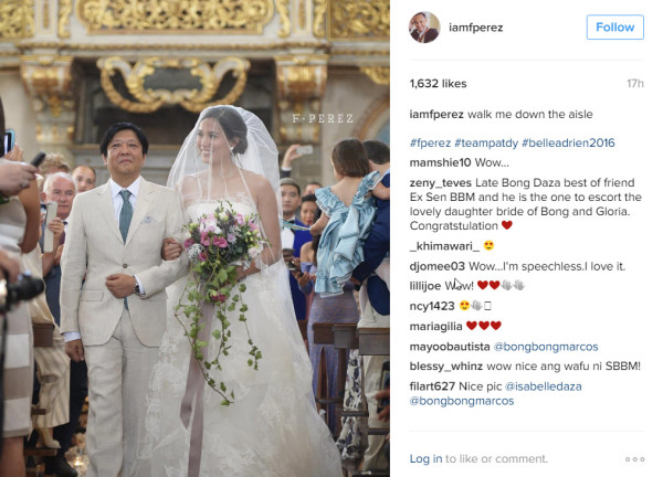 Screengrab from wedding photographer Francis Perez's Instagram account