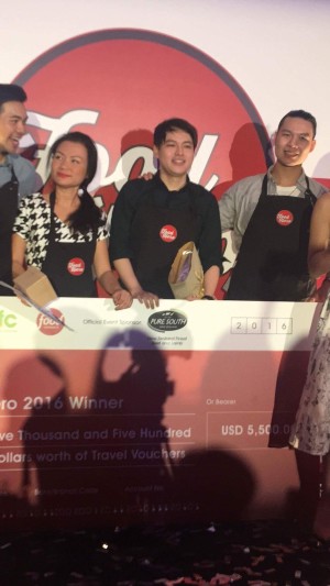Chef Anton Amoncio, (second from right) is grand prize winner of the Asian Food Channel's “Food Hero Asia” competition. The final judging was held in Singapore on Thursday night. CONTRIBUTED PHOTO from AAA