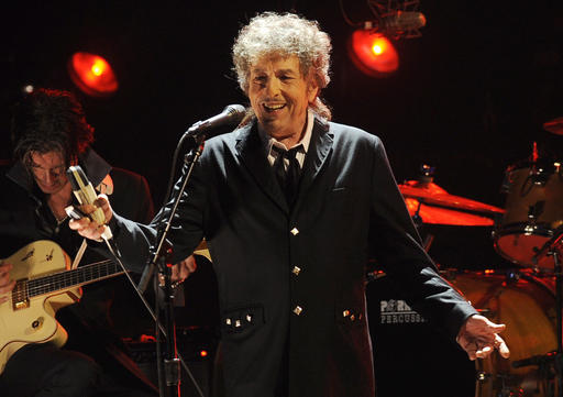 In this Jan. 12, 2012, file photo, Bob Dylan performs in Los Angeles. Dylan was named the winner of the 2016 Nobel Prize in literature Thursday, Oct. 13, 2016, in a stunning announcement that for the first time bestowed the prestigious award to someone primarily seen as a musician. AP FILE PHOTO