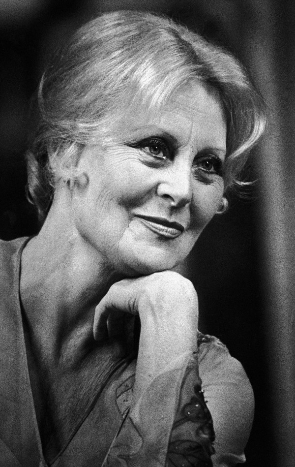 FILE - In this Jan. 1982 file photo, French actress Michele Morgan as she appeared in the famous Colette play “Cheri” at the Theatre des Varietes in Paris, France. Michele Morgan, a French actress who starred with Humphrey Bogart and Frank Sinatra and whose sea blue eyes captivated French audiences for decades, has died at 96. (AP Photo/Alexis Duclos, File)