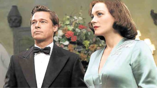 Brad Pitt (left) and Marion Cotillard in “Allied”
